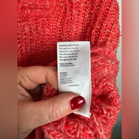 Anthropologie Womens Honore Wool Blend Ribbed V-Neck Sweater Size S red pink - Picture 5 of 16